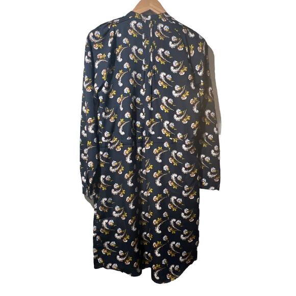 BANANA REPUBLIC Small Navy Long Sleeve Pleated Mandarin Dress Waist Pockets - Picture 7 of 16